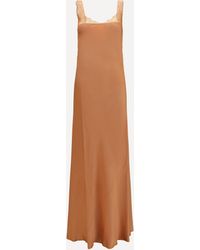 forte_forte - Forte_Forte Satin Maxi Dress With Lace Trims - Lyst