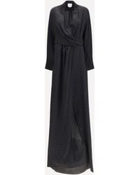 Sa Su Phi - Criss Cross Polka-Dot Silk Crepe De Chine Long Dress - Lyst
