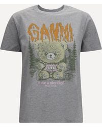 Ganni - Teddy Forest Cotton T-Shirt - Lyst