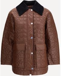 Ganni - Shiny Quilt Midi Jacket - Lyst