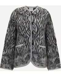 forte_forte - Forte_Forte Heron Feather Motif Brushed Cardigan - Lyst