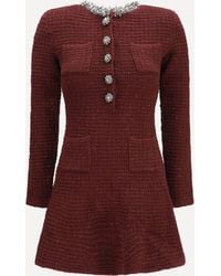 Self-Portrait - Textured Knit Mini Dress With Statement Buttons - Lyst
