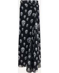 McQueen - Draped Long Skull Skirt - Lyst