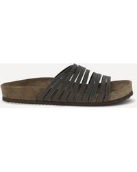 Brunello Cucinelli - Lace-Up Slides With Monili Embellishment - Lyst