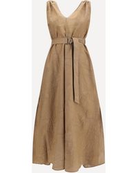 Brunello Cucinelli - Midi Dress With Floral Motif - Lyst
