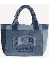 Ganni - Medium Trapeze Denim Shopper - Lyst