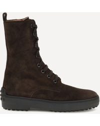 Tod's - Winter Gommino Suede Leather Lace-Up Ankle Boots - Lyst