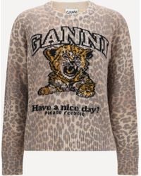 Ganni - Tiger-Print Sweater - Lyst