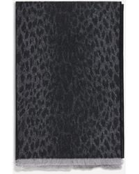 Gucci - Leopard-Print Wool Scarf With Monogram - Lyst