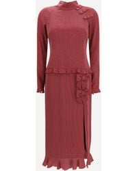 Alessandra Rich - Silk Polka-Dot Midi Dress With Appliqué Bows - Lyst