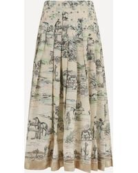 ALÉMAIS - Scout Linen Midi Skirt - Lyst