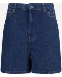 Marine Serre - High-Waisted Denim Shorts - Lyst