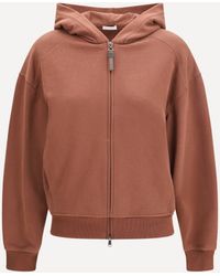 Brunello Cucinelli - Hooded Smooth Cotton Sweatshirt With Shiny Zipper Pull - Lyst