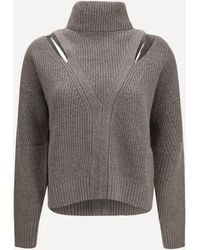 P.A.R.O.S.H. - High-Neck Sweater With Perforated Shoulders - Lyst