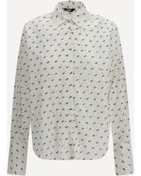 Gcds - Oversized Cotton Broderie Anglaise Shirt With All-Over Logo Embroidery - Lyst