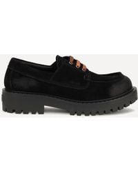 Prada - Suede Lace-Up Loafers - Lyst