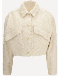 Brunello Cucinelli - Fuzzy Dyed Denim Outerwear Jacket With Monili - Lyst