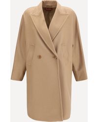 Max Mara - Double Breasted Wool Drap Coat - Lyst