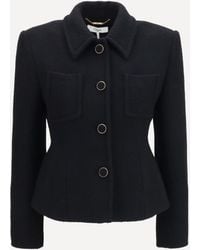 Chloé - Cropped Single-Breasted Blazer With Fabric Buttons - Lyst
