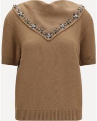 Prada - Cashmere Sweater With Jewel Scarf - Lyst