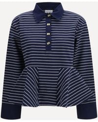 Ganni - Striped Polo Shirt - Lyst