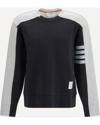 Thom Browne - Colorblock Crewneck Sweatshirt With 4-Bar Detail - Lyst