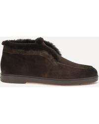 Santoni - Suede Shearling Ankle Boots - Lyst