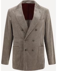 Brunello Cucinelli - Double-Breasted Corduroy Jacket - Lyst