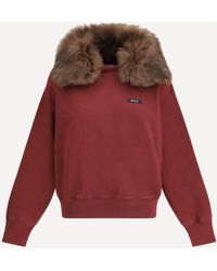 Prada - Sweatshirt With A Shearling Collar - Lyst