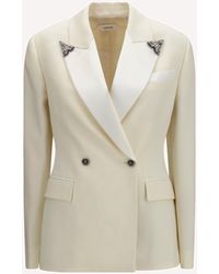Versace - Stretch Wool Blazer With Embroidered Lapels - Lyst