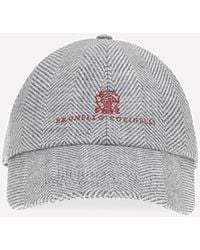 Brunello Cucinelli - Alpaca, Wool And Silk Chevron Baseball Hat With Logo - Lyst