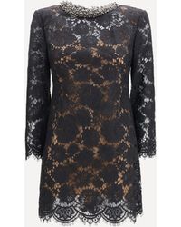 Self-Portrait - Lace Long Sleeve Mini Dress - Lyst