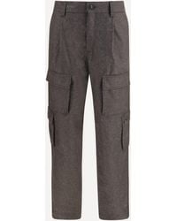 Brunello Cucinelli - Virgin Wool Flannel Cargo Pants - Lyst