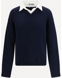 Balenciaga - Cotton Sweater With Shirt Details - Lyst