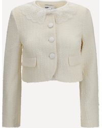 Self-Portrait - Bouclé Jacket With Lace Collar - Lyst