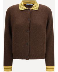 Prada - Sweater With A Classic Collar And Front Button Fastening - Lyst