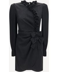 Alessandra Rich - Silk Jacquard Mini Dress With Ruffles - Lyst