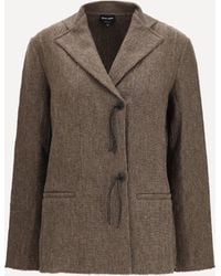 Giorgio Armani - Wool Jersey Jacket With Leather Tassels - Lyst