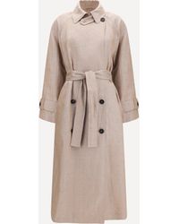Brunello Cucinelli - Linen Trench Coat With Lurex - Lyst