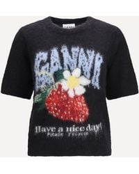 Ganni - Alpaca And Wool-Blend T-Shirt - Lyst
