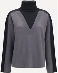 MM6 by Maison Margiela - Two-Tone High-Neck Sweater - Lyst
