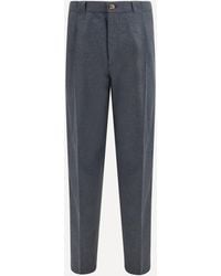 Brunello Cucinelli - Virgin Wool, Cotton And Silk Mouliné Canvas Pleated Pants - Lyst