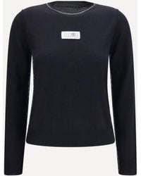 MM6 by Maison Margiela - Wool-Blend T-Shirt With Contrast Details - Lyst