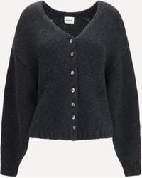 KHAITE - Axel V-Neck Cardigan Charcoal - Lyst