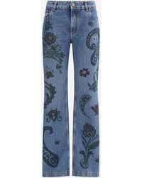 Etro - Flower And Bee Print Flare Jeans - Lyst