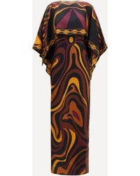PUCCI - Silk Dress With Shoulder Cape - Lyst