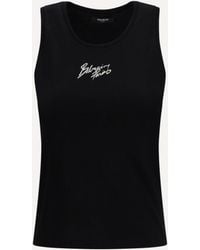Balmain - Paris Brush Print Tank Top - Lyst