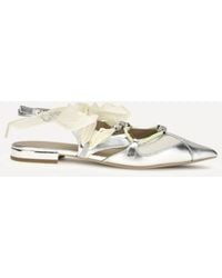 Pinko - Metallic Leather Gianira Ballerinas - Lyst