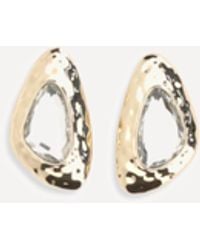 Self-Portrait - Golden Hammered Crystal Earrings - Lyst