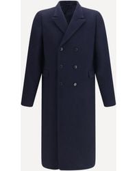 Prada - Double-Breasted Shetland Wool Coat - Lyst